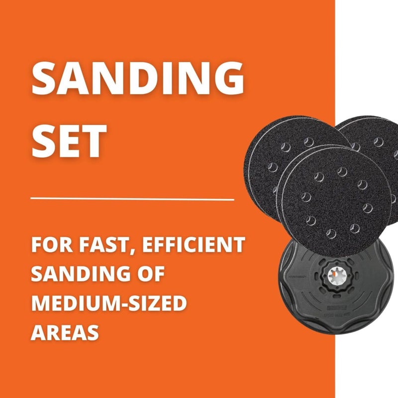 Fein Starlock Plus Round Sanding Set with Hook & Loop Attachment - Multi-Material Use, Perforated, 60, 80 and 180 Grit, 4-17/32" Edge Length - 63806195210 - Image 2